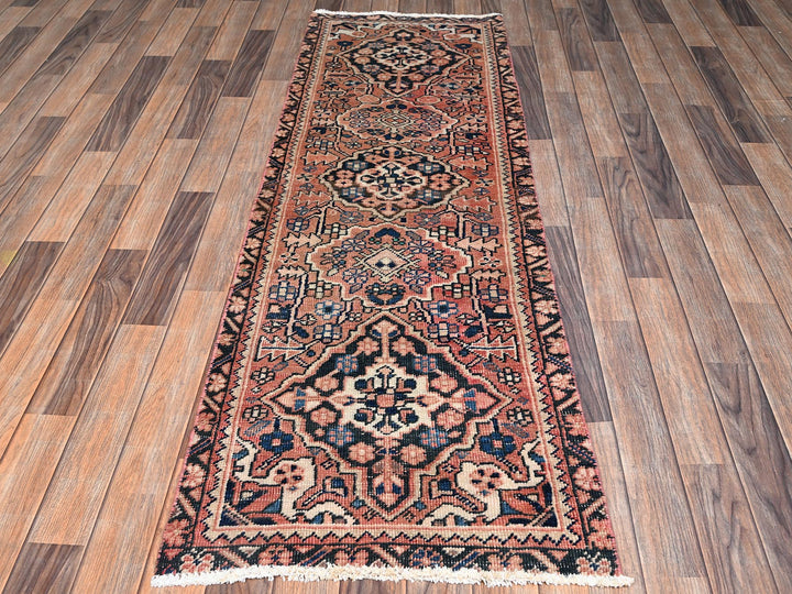 2'2" x 6'11" Vintage Hand Knotted Pink Wool Runner Oriental Rug - MOA1022619
