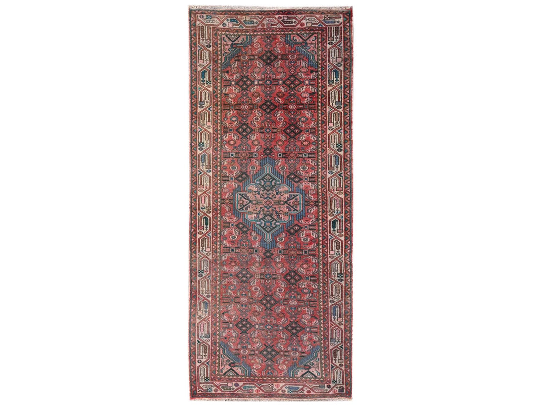 2'7" x 6'4" Vintage Hand Knotted Red Wool Runner Oriental Rug - MOA1022620
