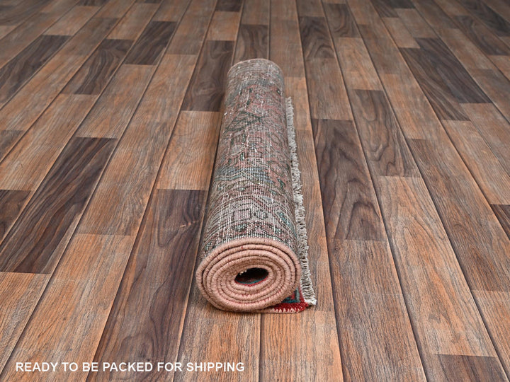 2'7" x 6'4" Vintage Hand Knotted Red Wool Runner Oriental Rug - MOA1022620