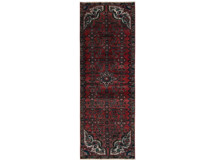 2'11" x 8'4" Vintage Hand Knotted Red Wool Runner Oriental Rug - MOA1022621