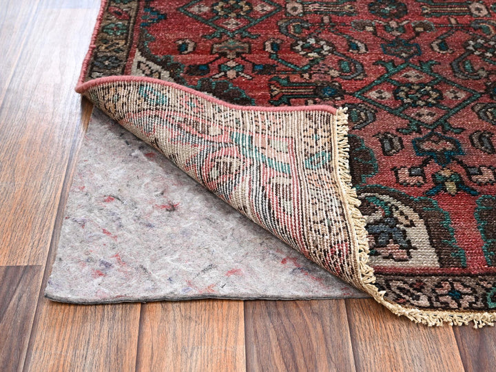 2'11" x 8'4" Vintage Hand Knotted Red Wool Runner Oriental Rug - MOA1022621
