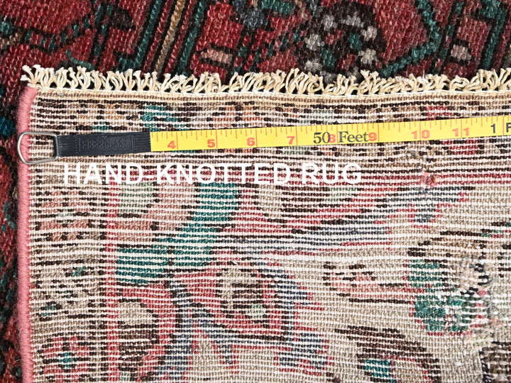 2'11" x 8'4" Vintage Hand Knotted Red Wool Runner Oriental Rug - MOA1022621