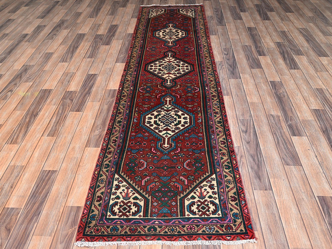 2'5" x 9'5" Vintage Hand Knotted Red Wool Runner Oriental Rug - MOA1022622