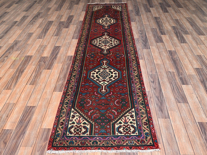 2'5" x 9'5" Vintage Hand Knotted Red Wool Runner Oriental Rug - MOA1022622