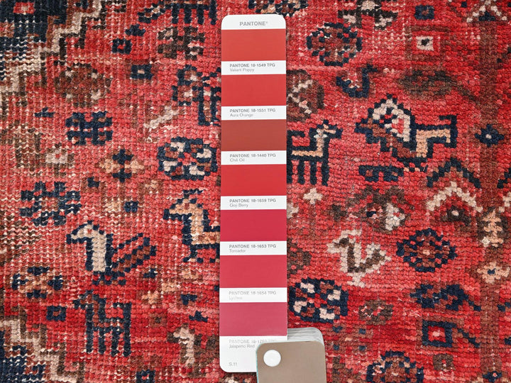 5'4" x 9'2" Vintage Hand Knotted Red Wool Rectangle Oriental Rug - MOA1022626
