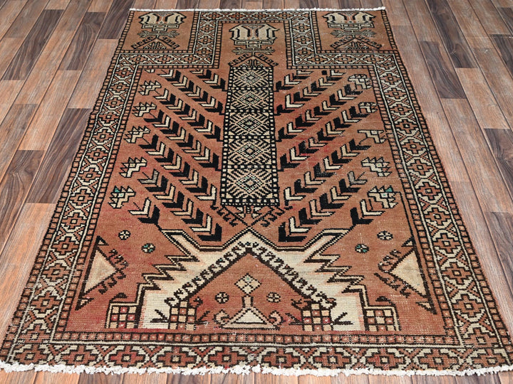 3'9" x 5'9" Vintage Hand Knotted Pink Wool Rectangle Oriental Rug - MOA1022627