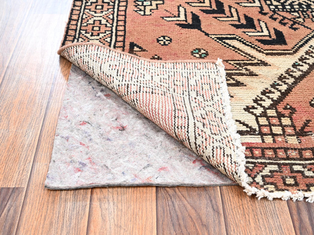 3'9" x 5'9" Vintage Hand Knotted Pink Wool Rectangle Oriental Rug - MOA1022627