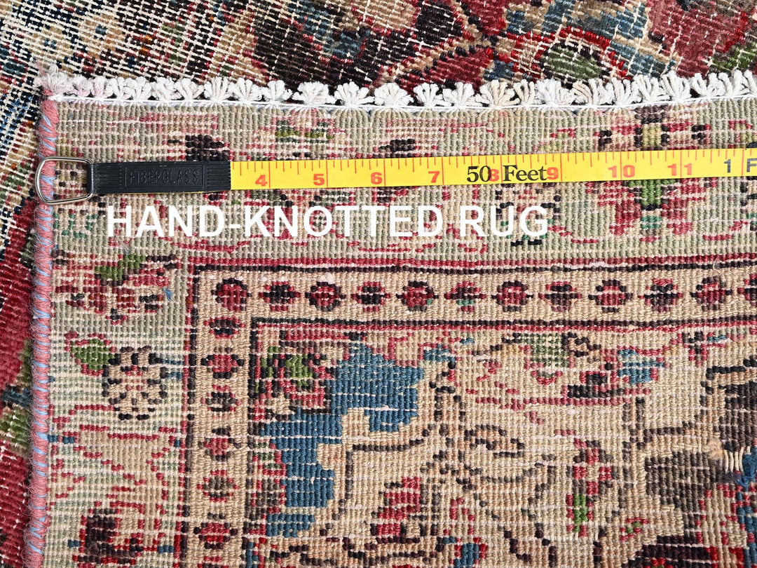 3'9" x 6'7" Vintage Hand Knotted Red Wool Rectangle Oriental Rug - MOA1022628