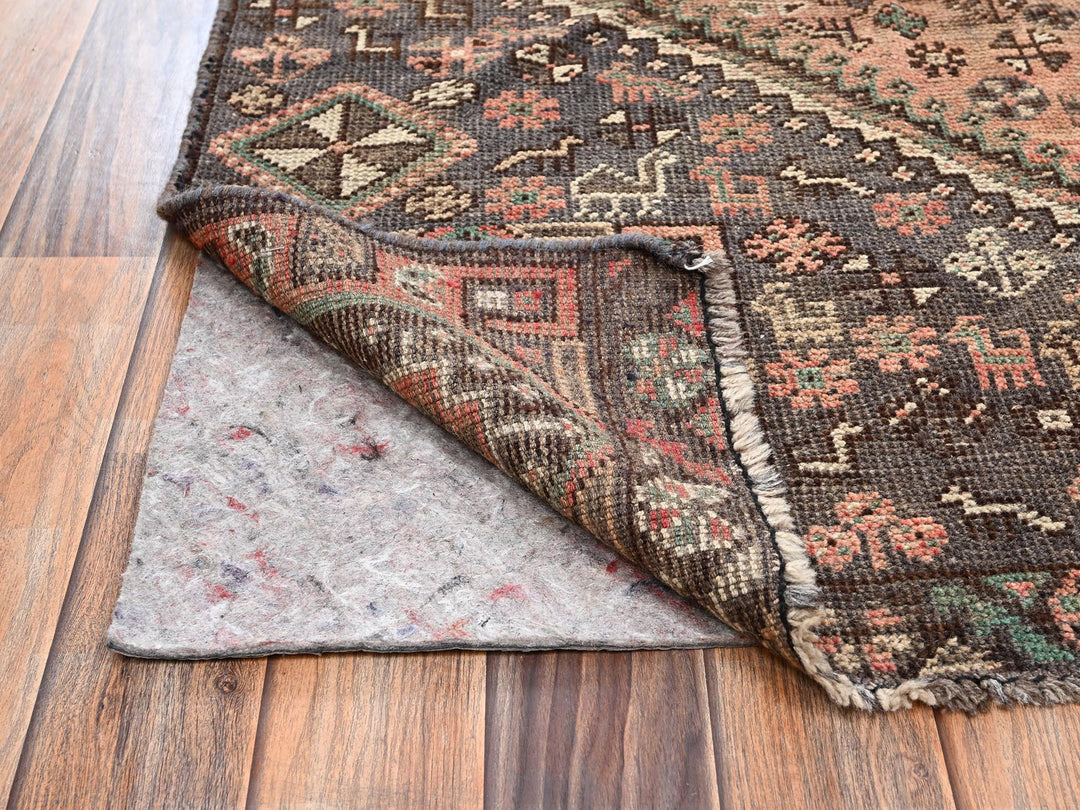 4'11" x 8'6" Vintage Hand Knotted Brown Wool Rectangle Oriental Rug - MOA1022629