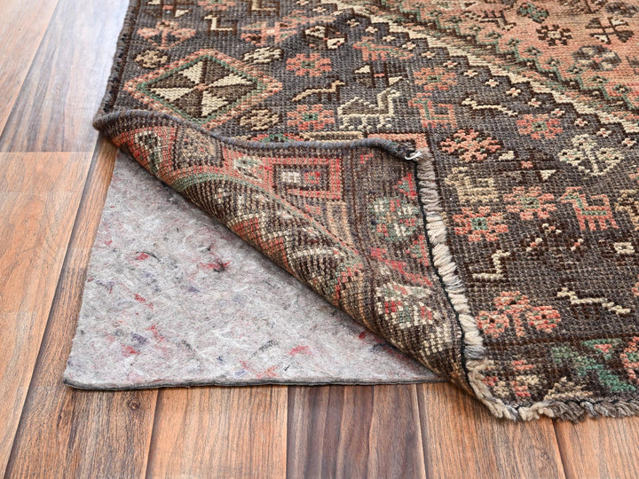 4'11" x 8'6" Vintage Hand Knotted Brown Wool Rectangle Oriental Rug - MOA1022629