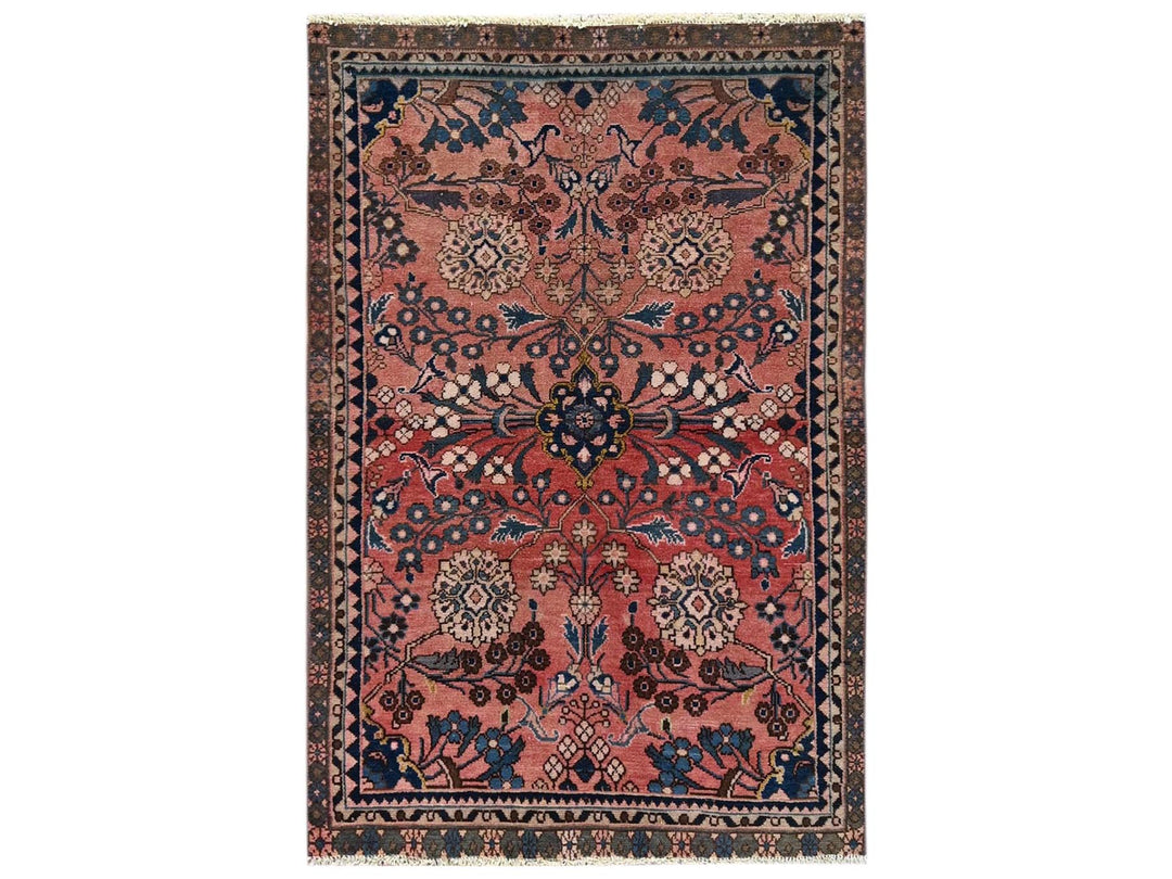 3'2" x 4'9" Vintage Hand Knotted Pink Wool Rectangle Oriental Rug - MOA1022633