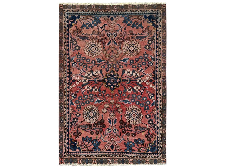 3'2" x 4'9" Vintage Hand Knotted Pink Wool Rectangle Oriental Rug - MOA1022633