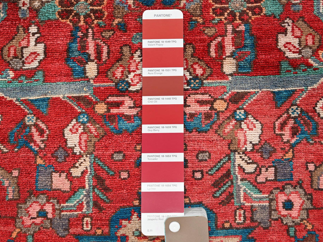3'2" x 4'9" Vintage Hand Knotted Red Wool Rectangle Oriental Rug - MOA1022634
