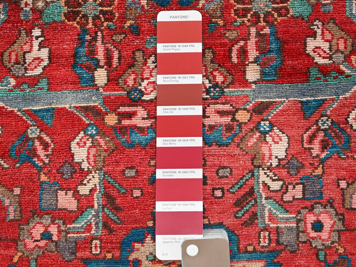 3'2" x 4'9" Vintage Hand Knotted Red Wool Rectangle Oriental Rug - MOA1022634