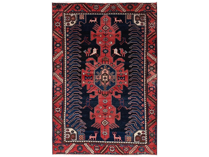 4'3" x 6'2" Vintage Hand Knotted Blue Wool Rectangle Oriental Rug - MOA1022637