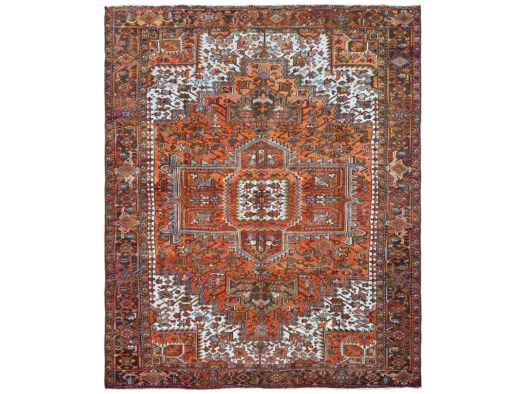 10'0" x 12'0" Vintage Hand Knotted Orange Wool Rectangle Oriental Rug - MOA102263
