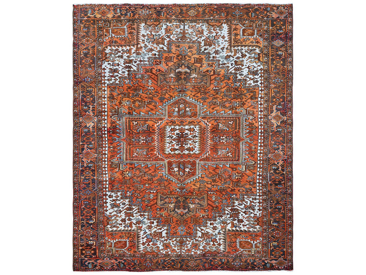 10'0" x 12'0" Vintage Hand Knotted Orange Wool Rectangle Oriental Rug - MOA102263