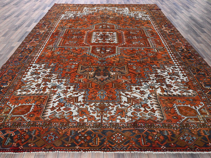 10'0" x 12'0" Vintage Hand Knotted Orange Wool Rectangle Oriental Rug - MOA102263