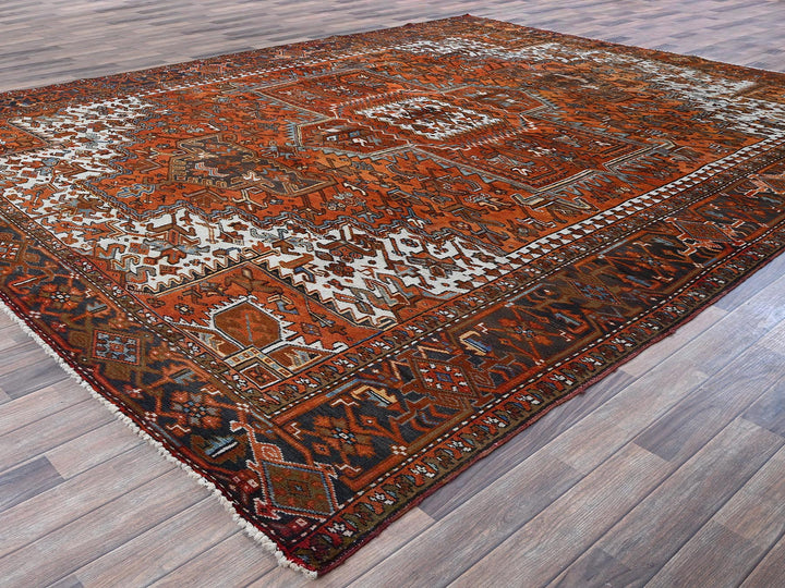 10'0" x 12'0" Vintage Hand Knotted Orange Wool Rectangle Oriental Rug - MOA102263