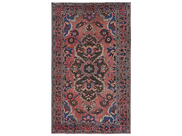 4'11" x 8'8" Vintage Hand Knotted Pink Wool Rectangle Oriental Rug - MOA1022640