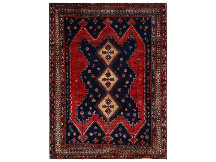 5'10" x 7'11" Vintage Hand Knotted Red Wool Rectangle Oriental Rug - MOA1022641