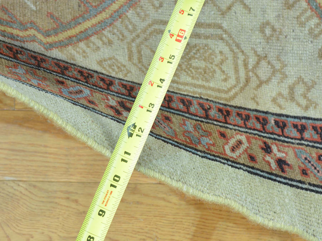 3'1" x 14'3" Vintage Hand Knotted Green Wool Runner Oriental Rug - MOA10226424