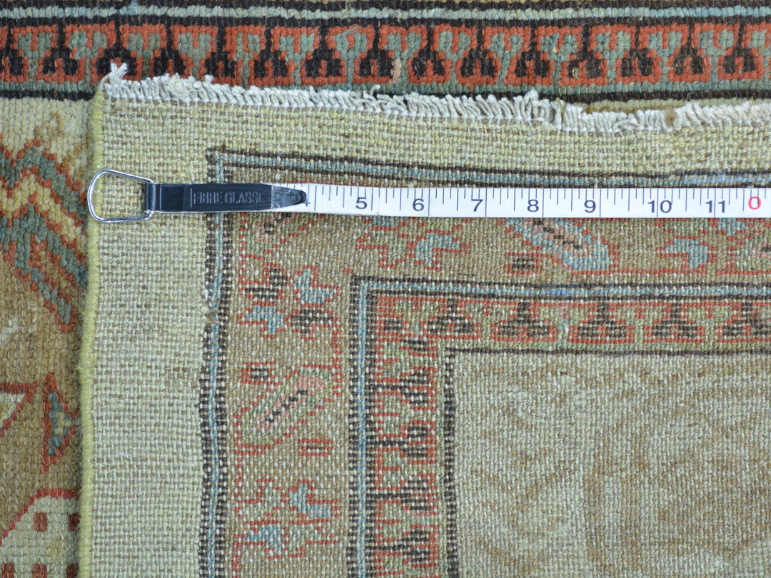 3'1" x 14'3" Vintage Hand Knotted Green Wool Runner Oriental Rug - MOA10226424