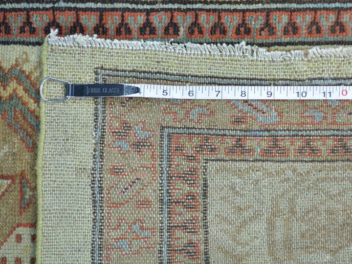 3'1" x 14'3" Vintage Hand Knotted Green Wool Runner Oriental Rug - MOA10226424