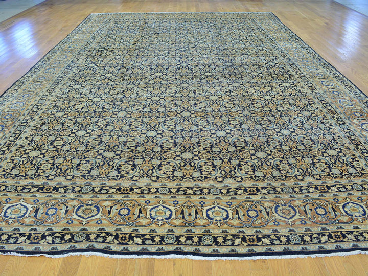 10'10" x 17'0" Vintage Hand Knotted Blue Wool Runner Oriental Rug - MOA10226426