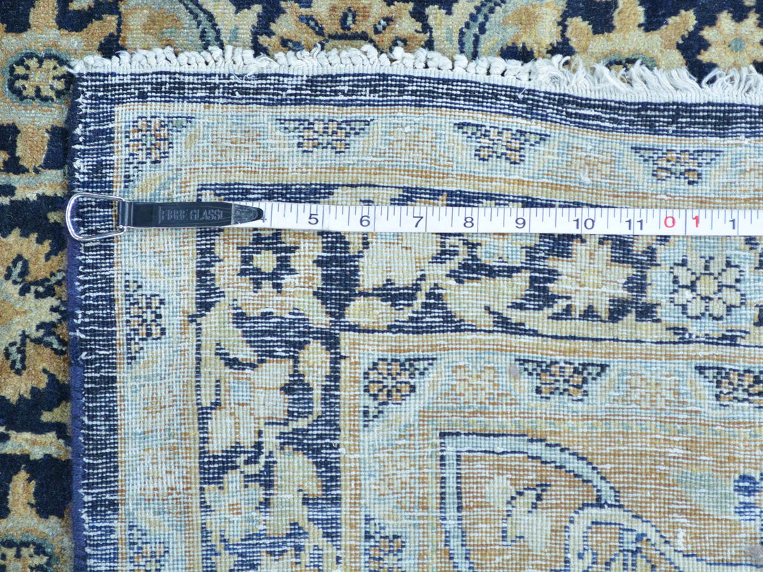 10'10" x 17'0" Vintage Hand Knotted Blue Wool Runner Oriental Rug - MOA10226426