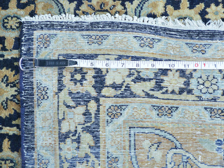 10'10" x 17'0" Vintage Hand Knotted Blue Wool Runner Oriental Rug - MOA10226426