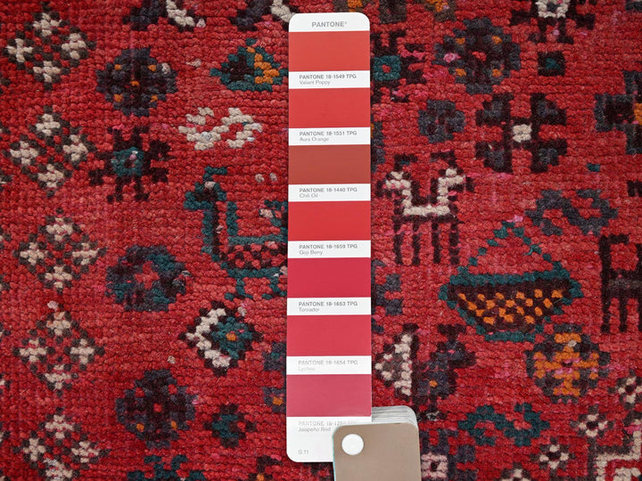 6'11" x 9'7" Vintage Hand Knotted Red Wool Rectangle Oriental Rug - MOA1022642