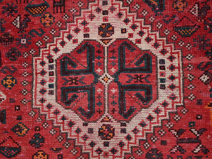 6'11" x 9'7" Vintage Hand Knotted Red Wool Rectangle Oriental Rug - MOA1022642
