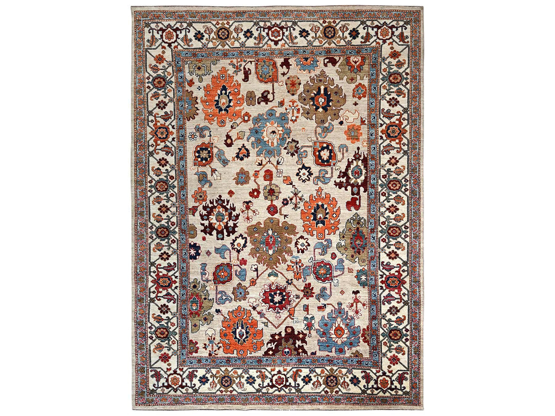 8'10" x 11'10" New Hand Knotted Ivory Wool Rectangle Oriental Rug - MOA1022644
