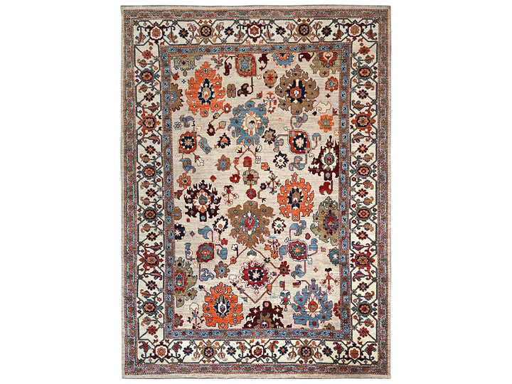 8'10" x 11'10" New Hand Knotted Ivory Wool Rectangle Oriental Rug - MOA1022644