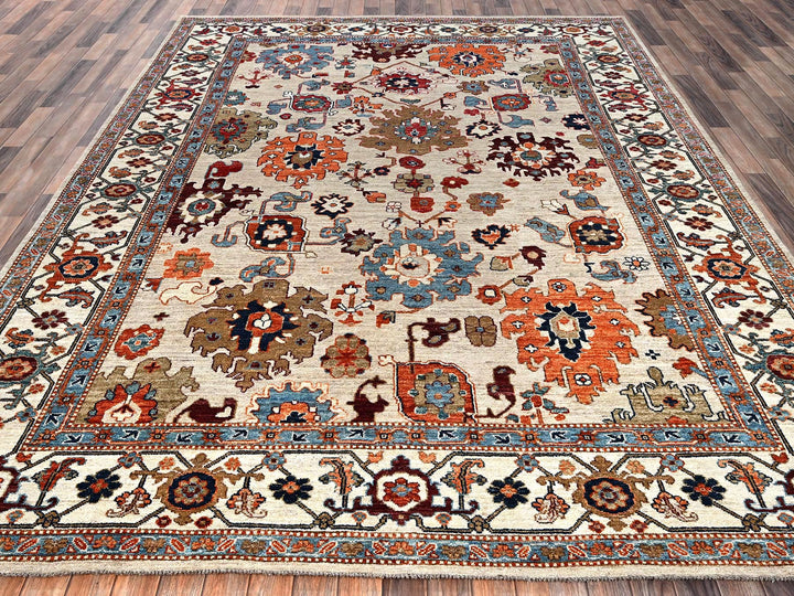 8'10" x 11'10" New Hand Knotted Ivory Wool Rectangle Oriental Rug - MOA1022644