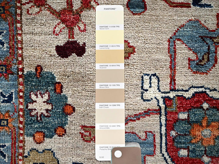 8'10" x 11'10" New Hand Knotted Ivory Wool Rectangle Oriental Rug - MOA1022644