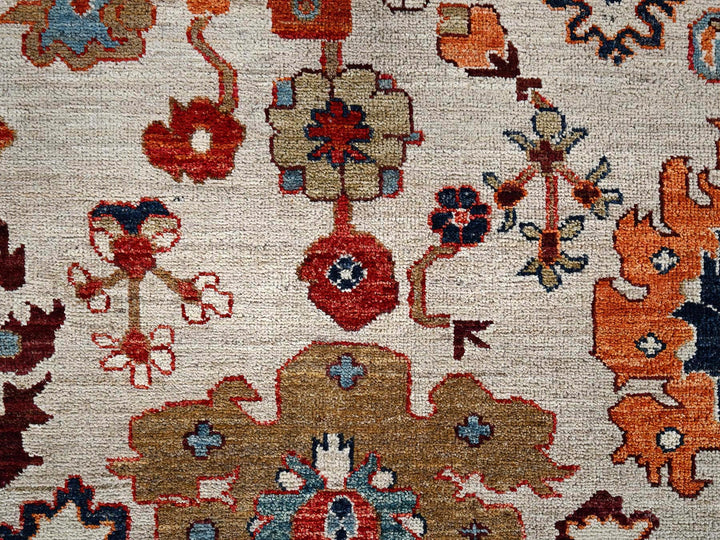 8'10" x 11'10" New Hand Knotted Ivory Wool Rectangle Oriental Rug - MOA1022644