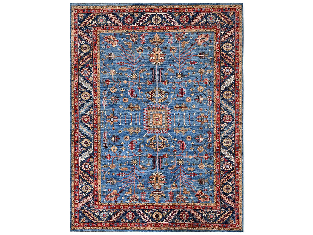 8'10" x 12'0" New Hand Knotted Blue Wool Rectangle Oriental Rug - MOA1022646