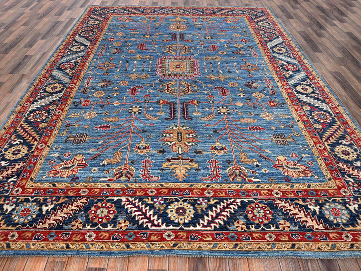 8'10" x 12'0" New Hand Knotted Blue Wool Rectangle Oriental Rug - MOA1022646