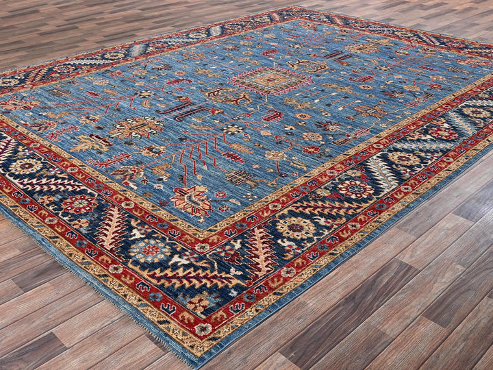 8'10" x 12'0" New Hand Knotted Blue Wool Rectangle Oriental Rug - MOA1022646