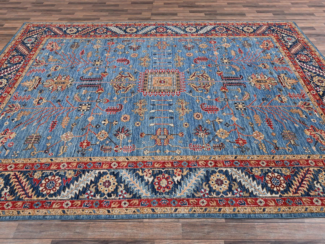 8'10" x 12'0" New Hand Knotted Blue Wool Rectangle Oriental Rug - MOA1022646