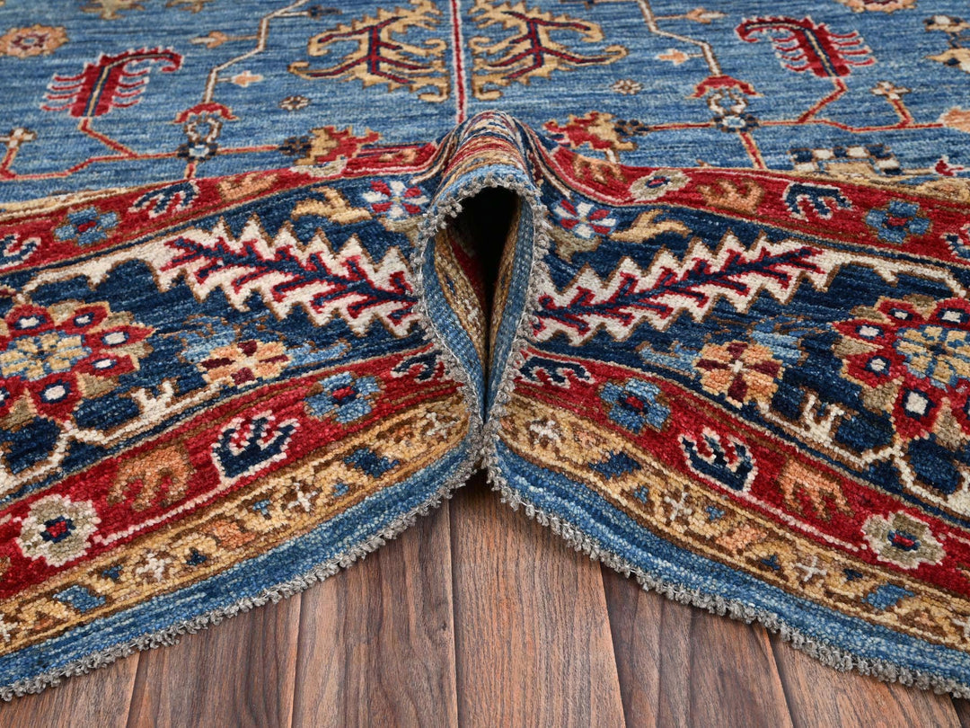 8'10" x 12'0" New Hand Knotted Blue Wool Rectangle Oriental Rug - MOA1022646