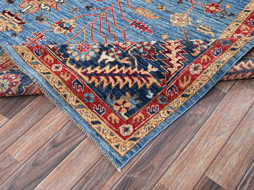 8'10" x 12'0" New Hand Knotted Blue Wool Rectangle Oriental Rug - MOA1022646