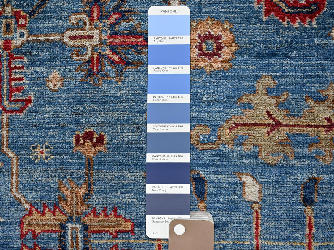 8'10" x 12'0" New Hand Knotted Blue Wool Rectangle Oriental Rug - MOA1022646