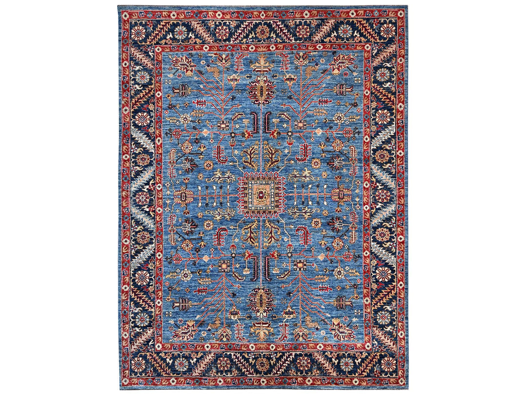 8'3" x 9'9" New Hand Knotted Blue Wool Rectangle Oriental Rug - MOA1022648