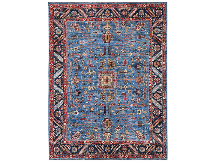 8'3" x 9'9" New Hand Knotted Blue Wool Rectangle Oriental Rug - MOA1022648