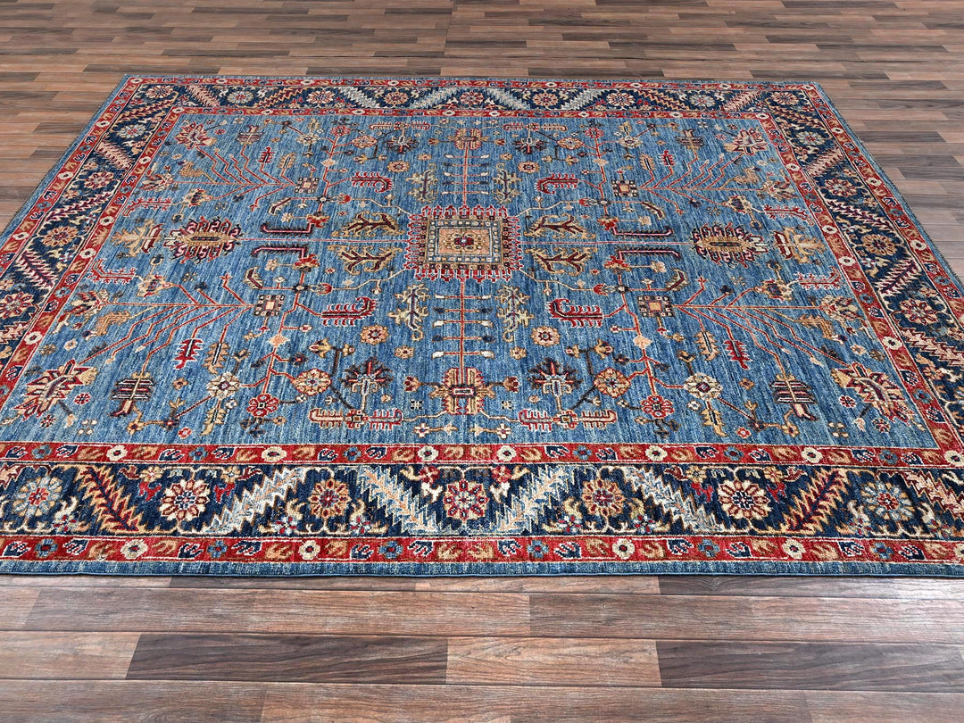 8'3" x 9'9" New Hand Knotted Blue Wool Rectangle Oriental Rug - MOA1022648