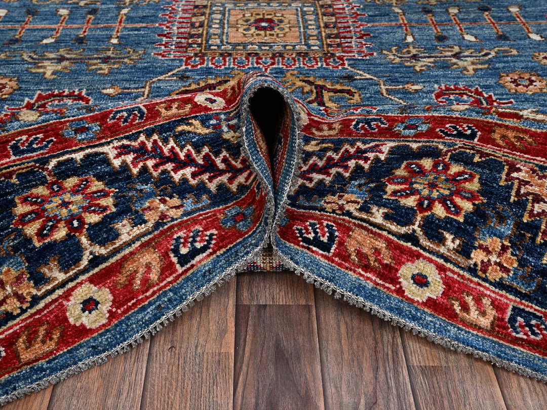 8'3" x 9'9" New Hand Knotted Blue Wool Rectangle Oriental Rug - MOA1022648
