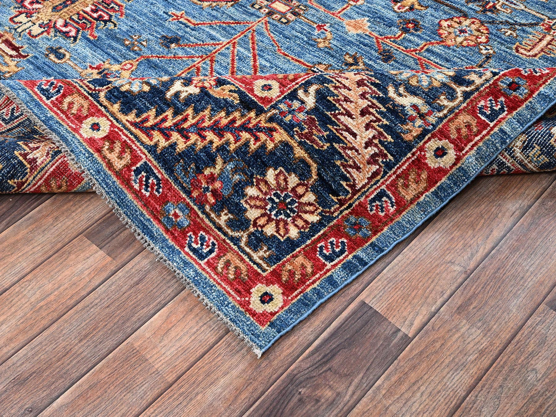8'3" x 9'9" New Hand Knotted Blue Wool Rectangle Oriental Rug - MOA1022648